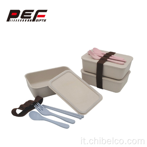 Lunch box ecologico con forchette cucchiaio coltello